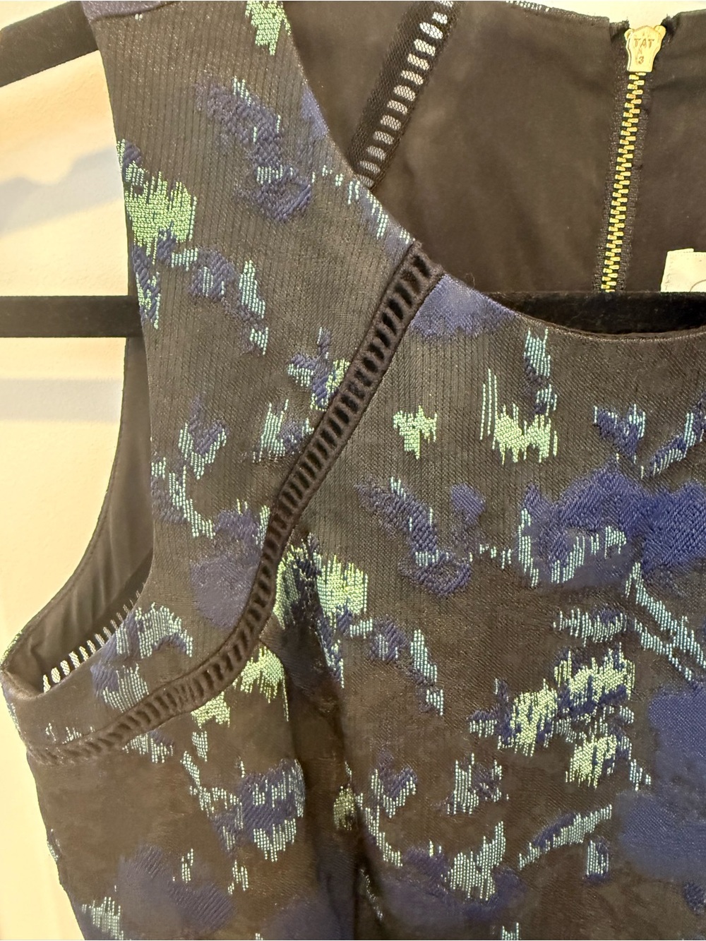Eliza J Navy and Green Floral Fit-and-Flare Dress - Picture 2 of 5